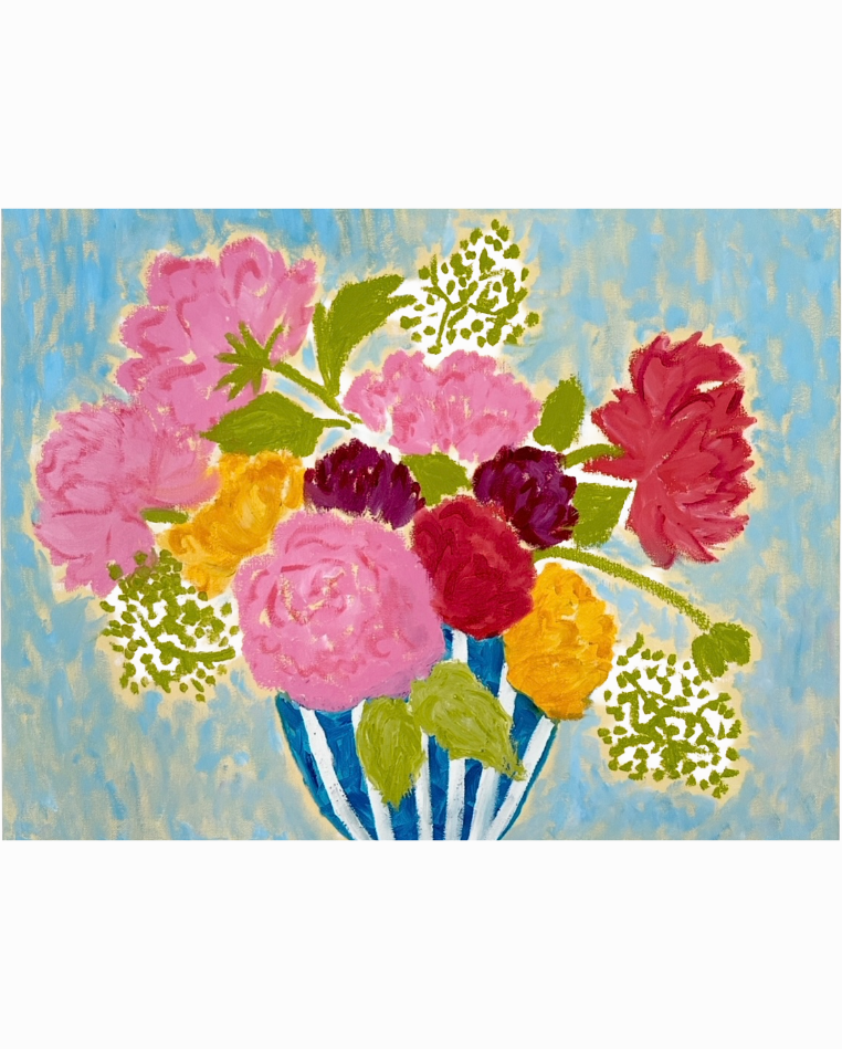 Flowers In Striped Vase - Natasha Joseph